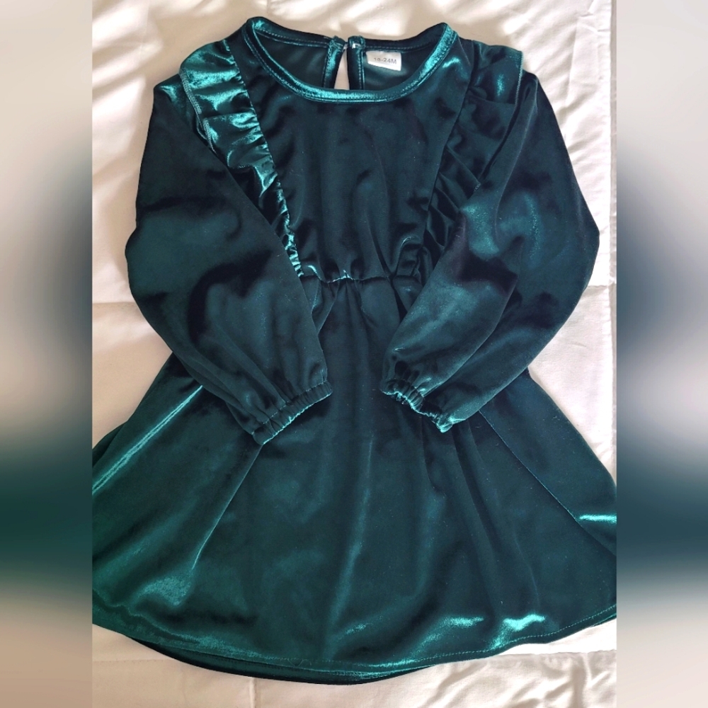 Green Velvet Baby Dress